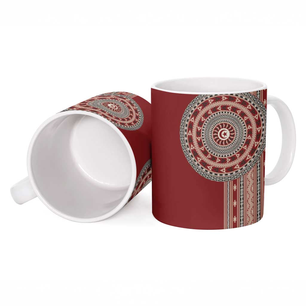 Tunisia Bakhnug Motif Ceramic Mug Traditional Tunisian Embroidery Inspired - Wonder Print Shop