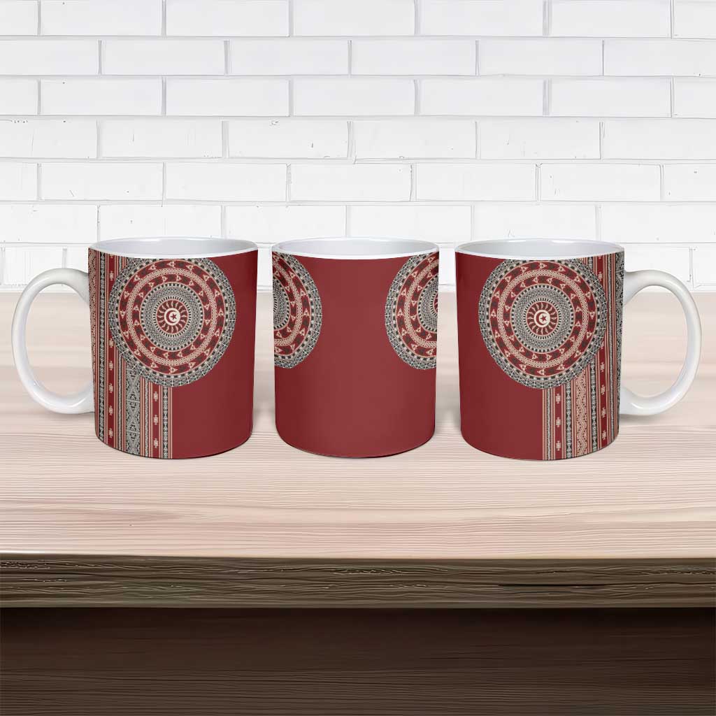 Tunisia Bakhnug Motif Ceramic Mug Traditional Tunisian Embroidery Inspired - Wonder Print Shop