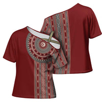 Tunisia Bakhnug Motif Cross Shoulder Shirt Traditional Tunisian Embroidery Inspired - Wonder Print Shop