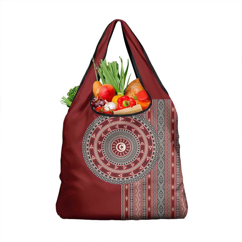 Tunisia Bakhnug Motif Grocery Bag Traditional Tunisian Embroidery Inspired - Wonder Print Shop