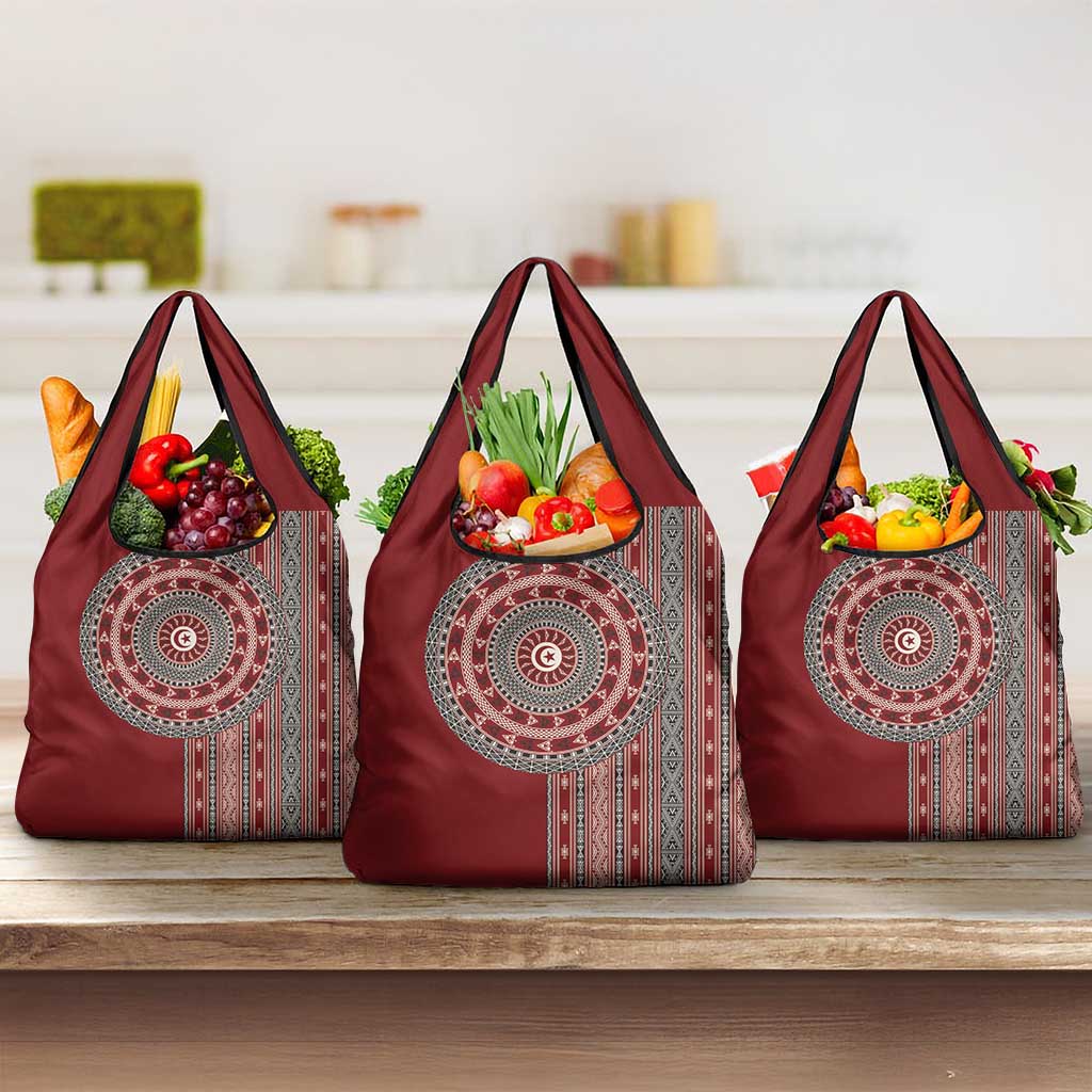 Tunisia Bakhnug Motif Grocery Bag Traditional Tunisian Embroidery Inspired - Wonder Print Shop