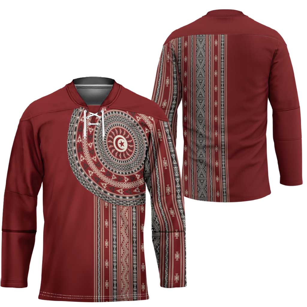 Tunisia Bakhnug Motif Hockey Jersey Traditional Tunisian Embroidery Inspired - Wonder Print Shop