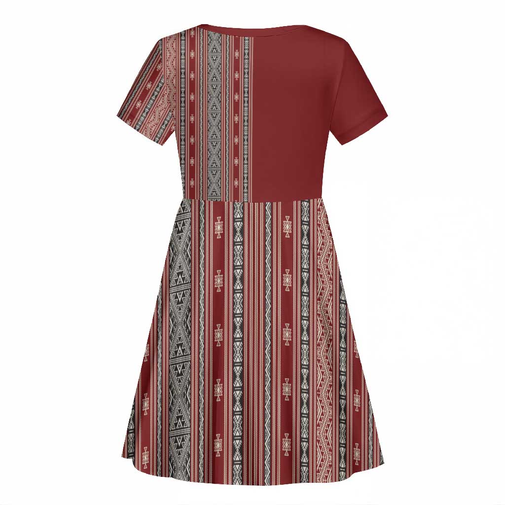 Tunisia Bakhnug Motif Kid Short Sleeve Dress Traditional Tunisian Embroidery Inspired LT9