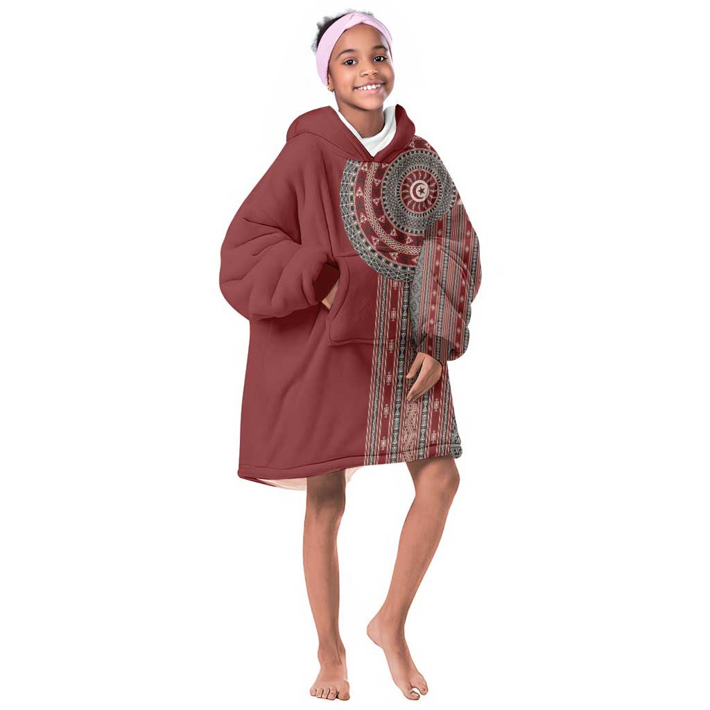 Tunisia Bakhnug Motif Kid Wearable Blanket Hoodie Traditional Tunisian Embroidery Inspired - Wonder Print Shop