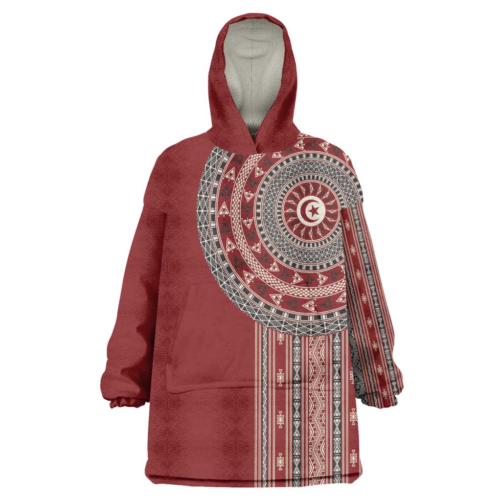 Tunisia Bakhnug Motif Kid Wearable Blanket Hoodie Traditional Tunisian Embroidery Inspired - Wonder Print Shop