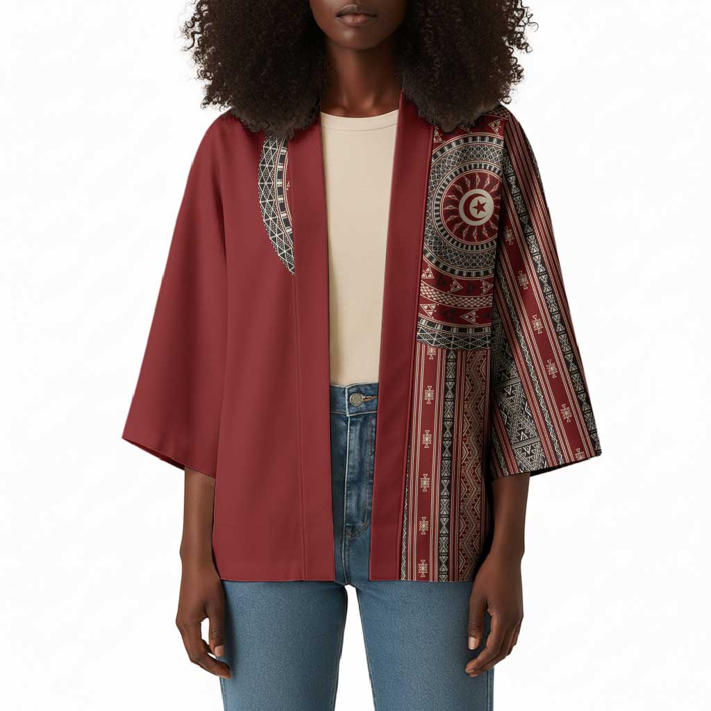Tunisia Bakhnug Motif Kimono Traditional Tunisian Embroidery Inspired - Wonder Print Shop