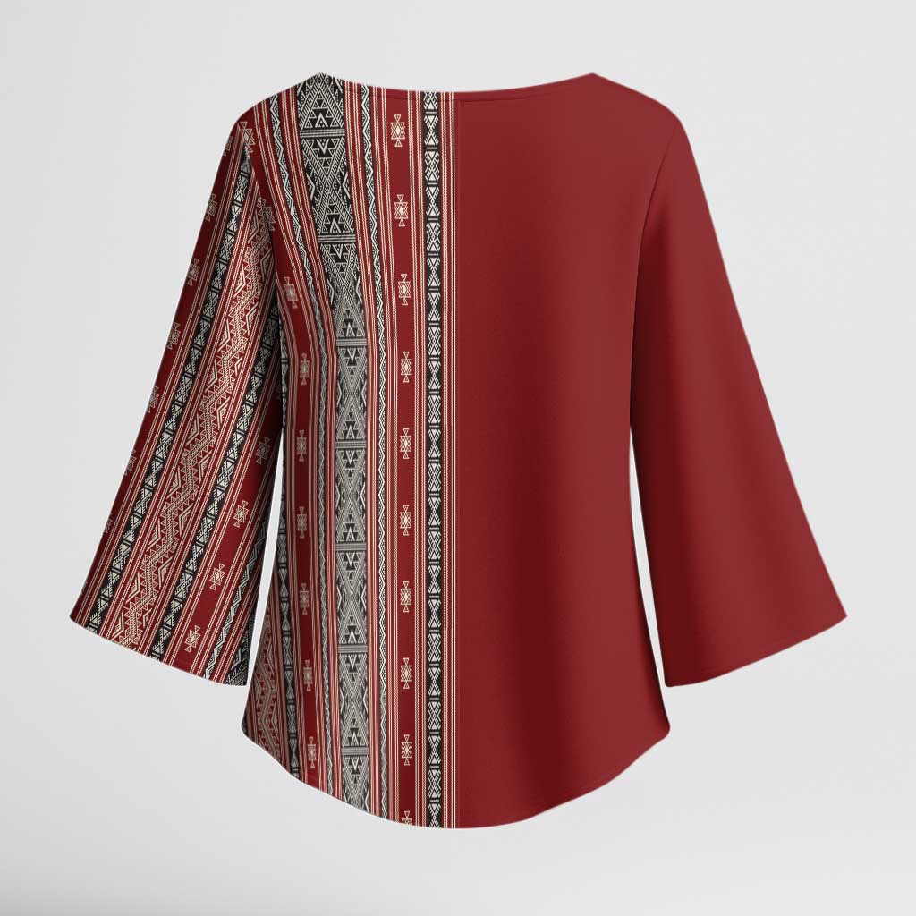 Tunisia Bakhnug Motif Kimono Sleeve Blouse Traditional Tunisian Embroidery Inspired - Wonder Print Shop