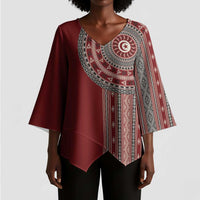 Tunisia Bakhnug Motif Kimono Sleeve Blouse Traditional Tunisian Embroidery Inspired - Wonder Print Shop