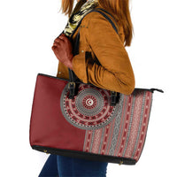 Tunisia Bakhnug Motif Leather Tote Bag Traditional Tunisian Embroidery Inspired - Wonder Print Shop