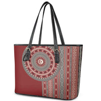 Tunisia Bakhnug Motif Leather Tote Bag Traditional Tunisian Embroidery Inspired - Wonder Print Shop