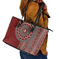 Tunisia Bakhnug Motif Leather Tote Bag Traditional Tunisian Embroidery Inspired - Wonder Print Shop