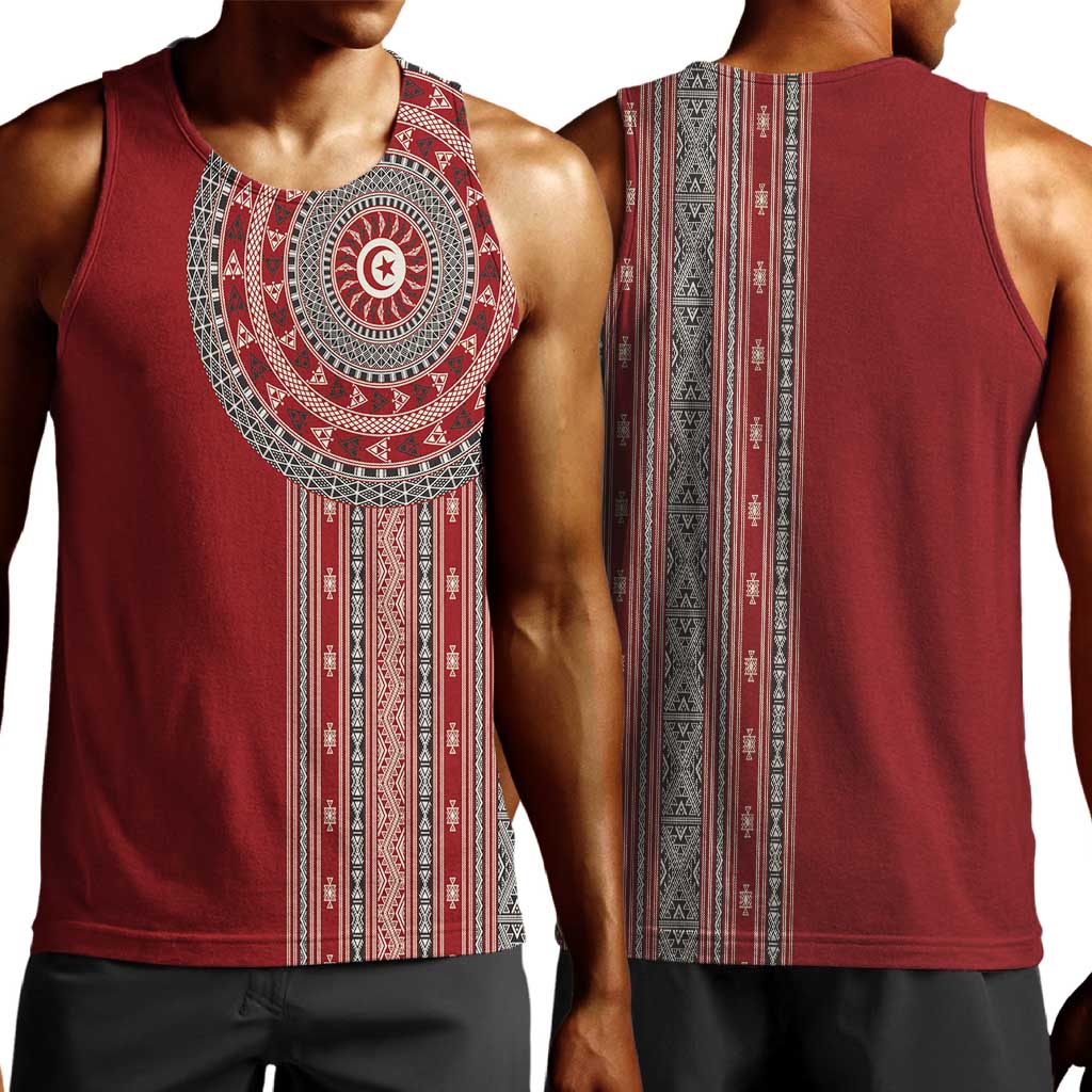 Tunisia Bakhnug Motif Men Tank Top Traditional Tunisian Embroidery Inspired - Wonder Print Shop
