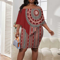 Tunisia Bakhnug Motif Off Shoulder Short Dress Traditional Tunisian Embroidery Inspired - Wonder Print Shop