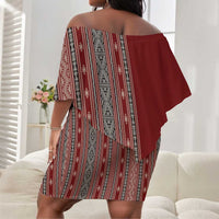 Tunisia Bakhnug Motif Off Shoulder Short Dress Traditional Tunisian Embroidery Inspired - Wonder Print Shop