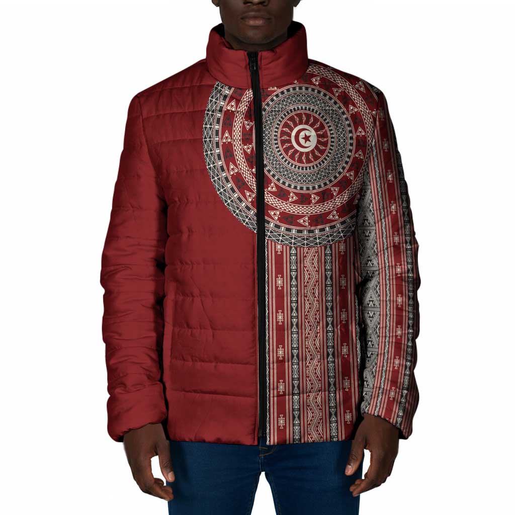 Tunisia Bakhnug Motif Padded Jacket Traditional Tunisian Embroidery Inspired - Wonder Print Shop