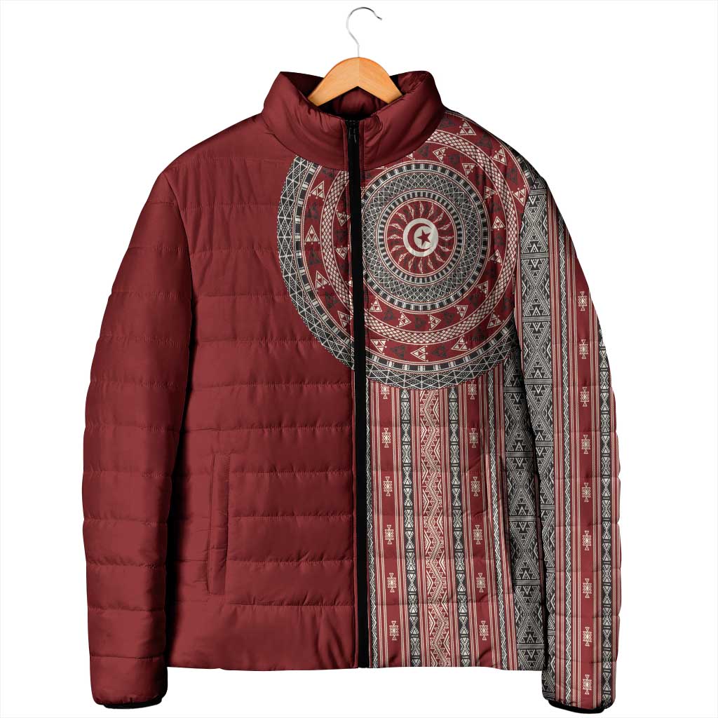 Tunisia Bakhnug Motif Padded Jacket Traditional Tunisian Embroidery Inspired - Wonder Print Shop