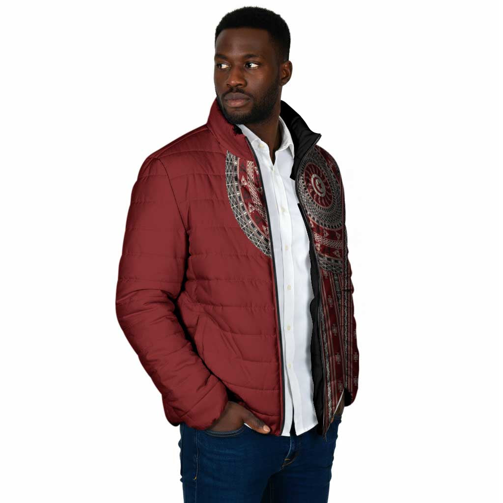 Tunisia Bakhnug Motif Padded Jacket Traditional Tunisian Embroidery Inspired - Wonder Print Shop