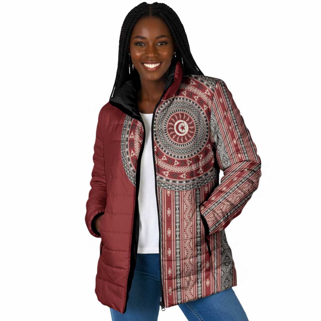 Tunisia Bakhnug Motif Padded Jacket Traditional Tunisian Embroidery Inspired - Wonder Print Shop