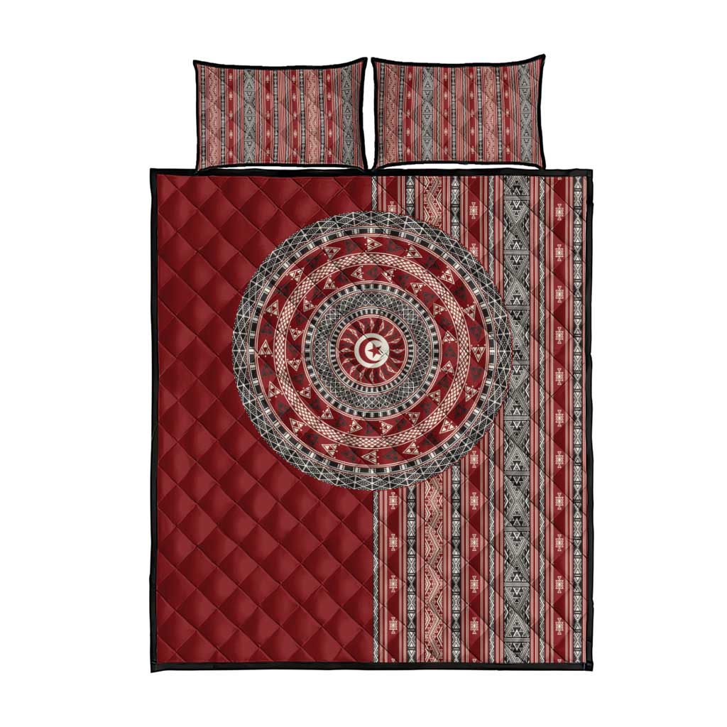 Tunisia Bakhnug Motif Quilt Bed Set Traditional Tunisian Embroidery Inspired - Wonder Print Shop