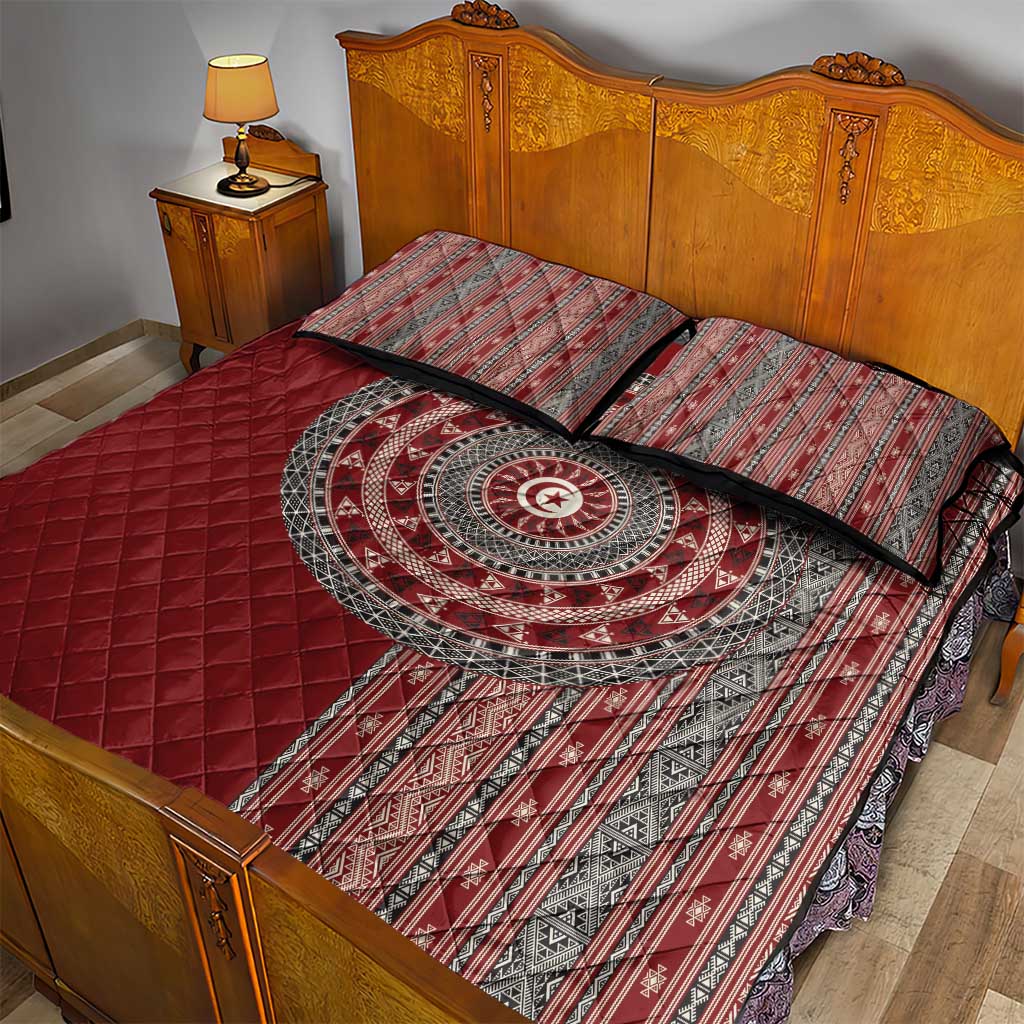 Tunisia Bakhnug Motif Quilt Bed Set Traditional Tunisian Embroidery Inspired - Wonder Print Shop