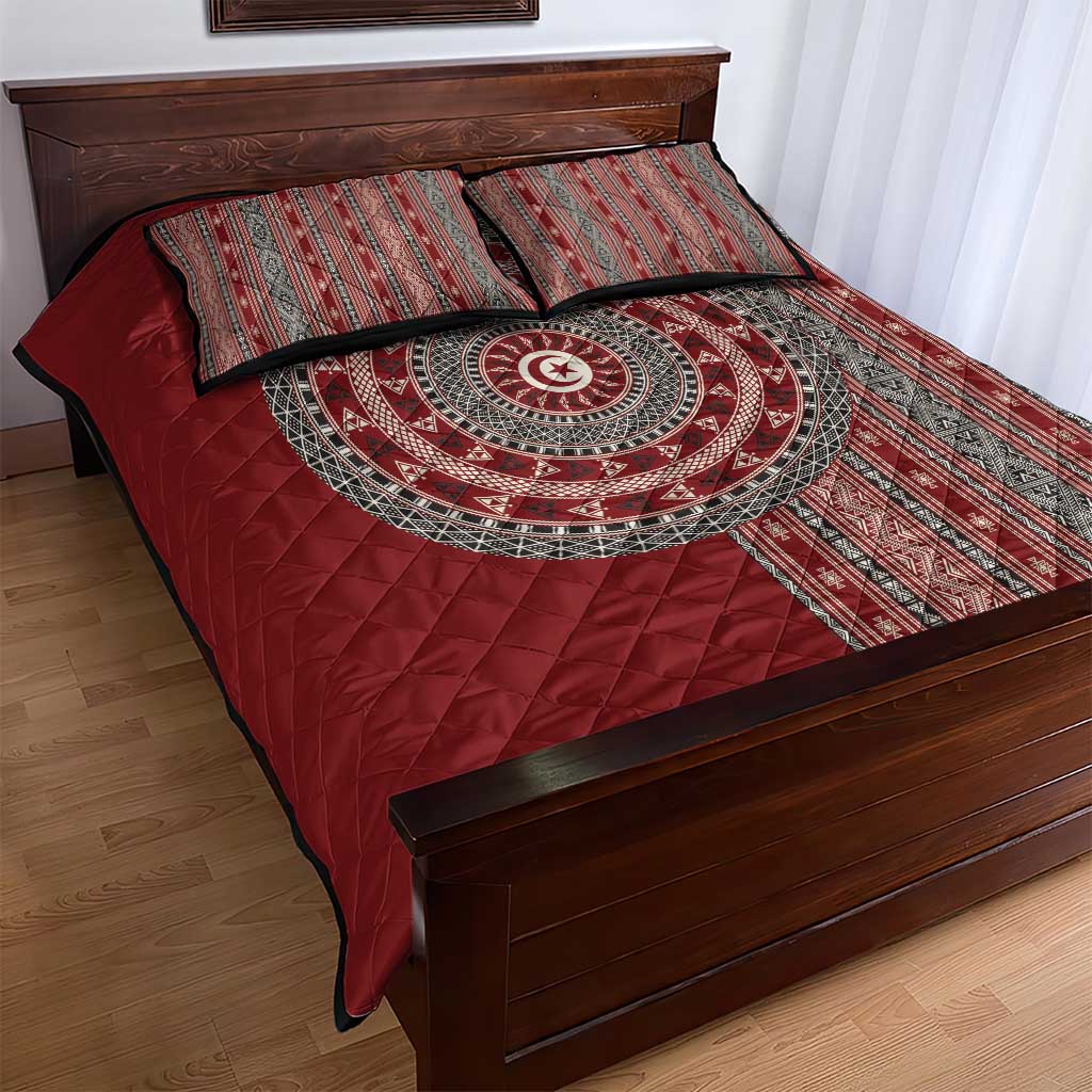 Tunisia Bakhnug Motif Quilt Bed Set Traditional Tunisian Embroidery Inspired - Wonder Print Shop