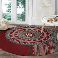 Tunisia Bakhnug Motif Round Carpet Traditional Tunisian Embroidery Inspired - Wonder Print Shop