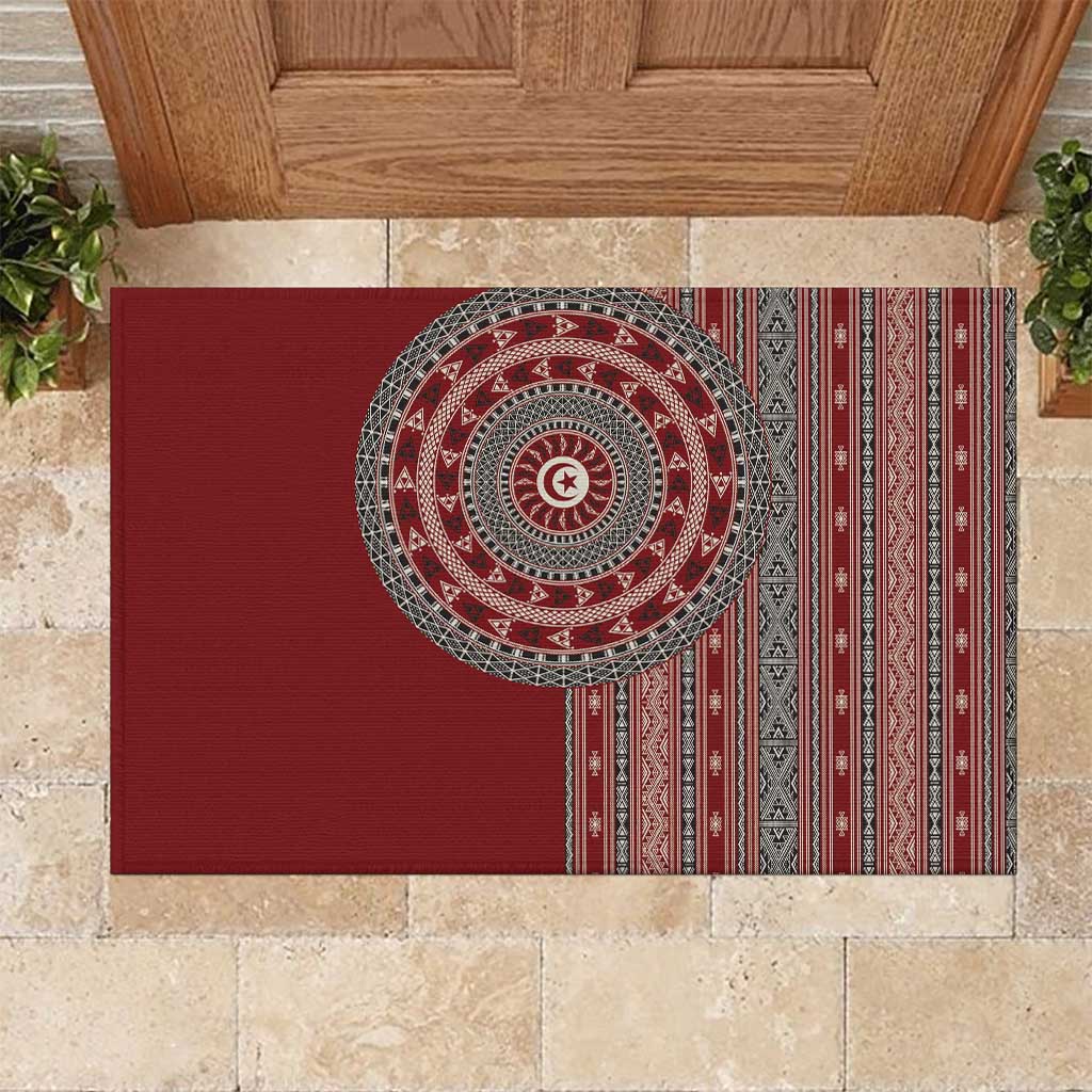 Tunisia Bakhnug Motif Rubber Doormat Traditional Tunisian Embroidery Inspired - Wonder Print Shop