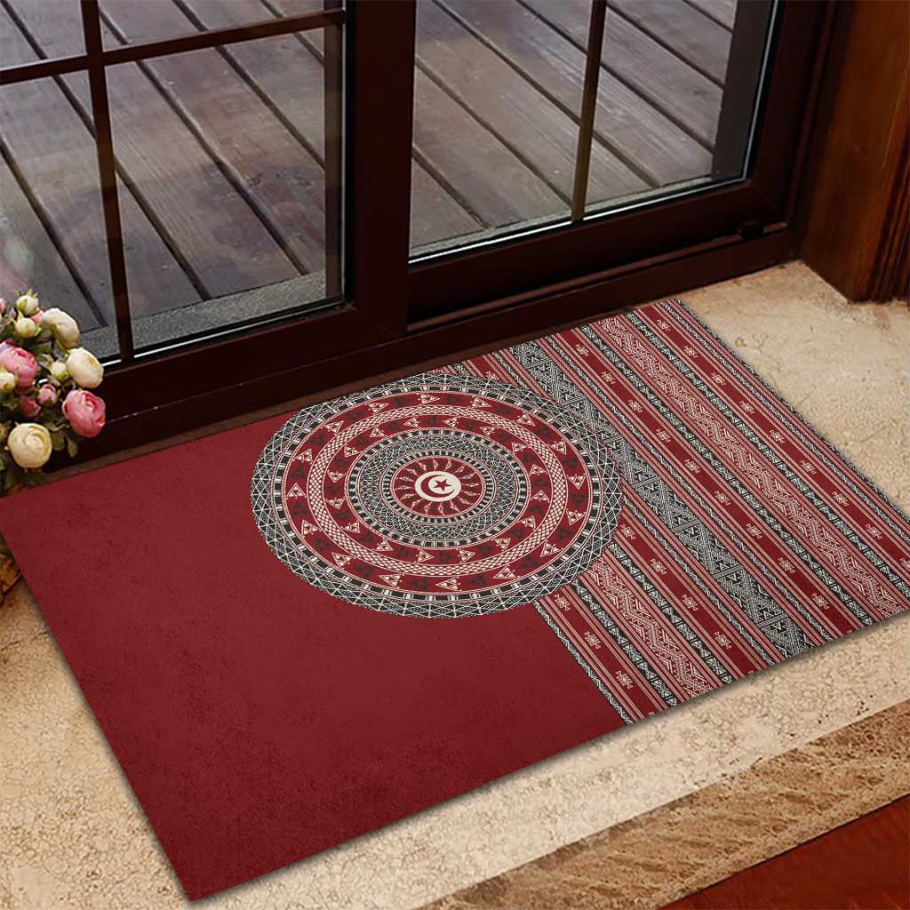 Tunisia Bakhnug Motif Rubber Doormat Traditional Tunisian Embroidery Inspired - Wonder Print Shop