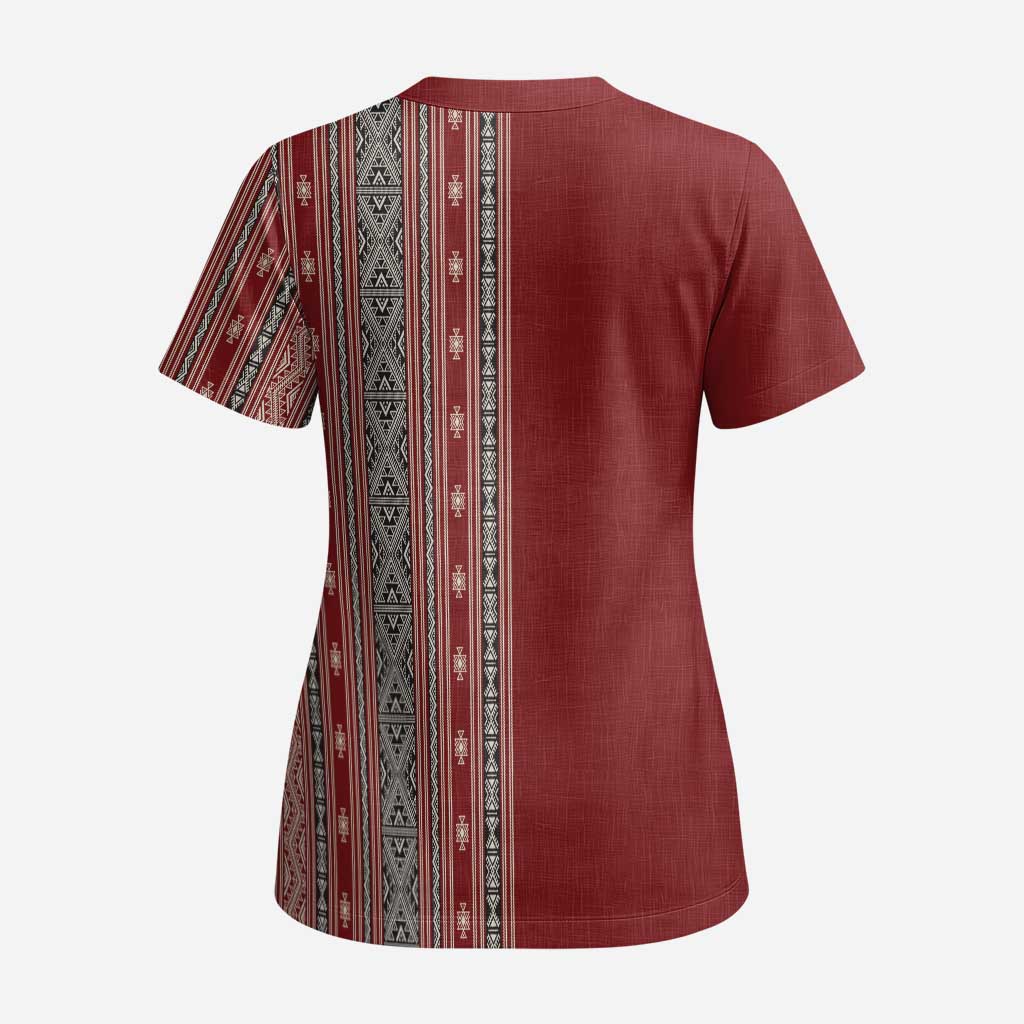 Tunisia Bakhnug Motif Scrub Top Traditional Tunisian Embroidery Inspired - Wonder Print Shop