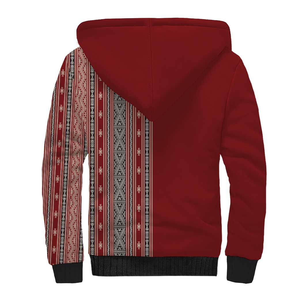 Tunisia Bakhnug Motif Sherpa Hoodie Traditional Tunisian Embroidery Inspired - Wonder Print Shop