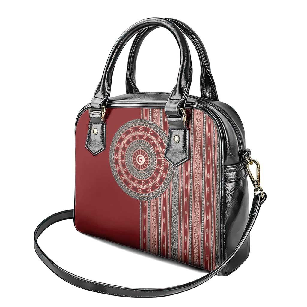 Tunisia Bakhnug Motif Shoulder Handbag Traditional Tunisian Embroidery Inspired - Wonder Print Shop