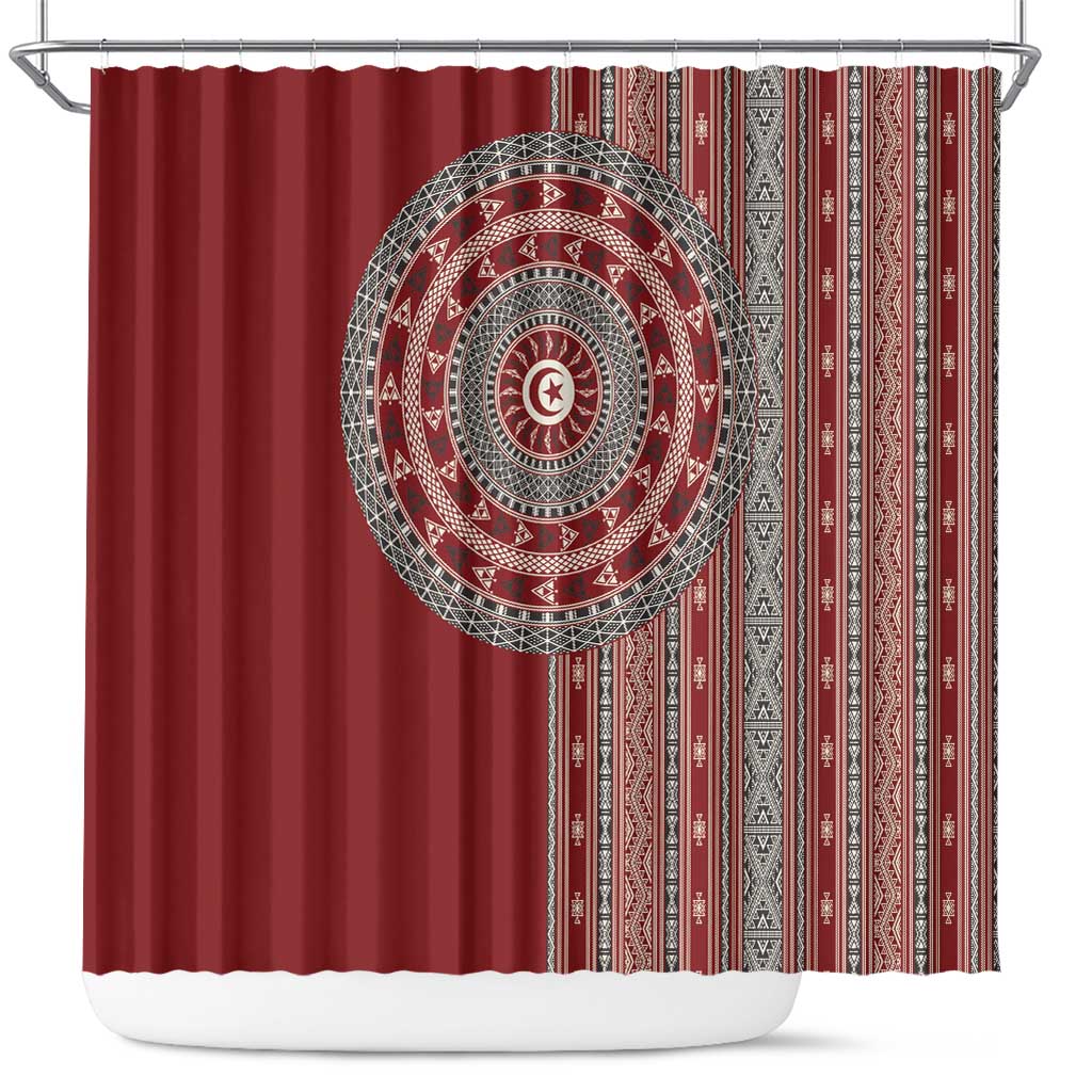 Tunisia Bakhnug Motif Shower Curtain Traditional Tunisian Embroidery Inspired - Wonder Print Shop