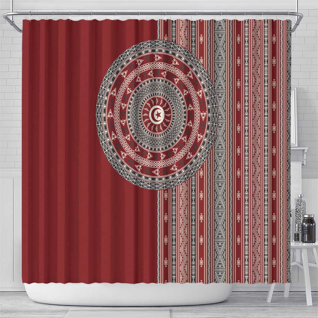 Tunisia Bakhnug Motif Shower Curtain Traditional Tunisian Embroidery Inspired - Wonder Print Shop