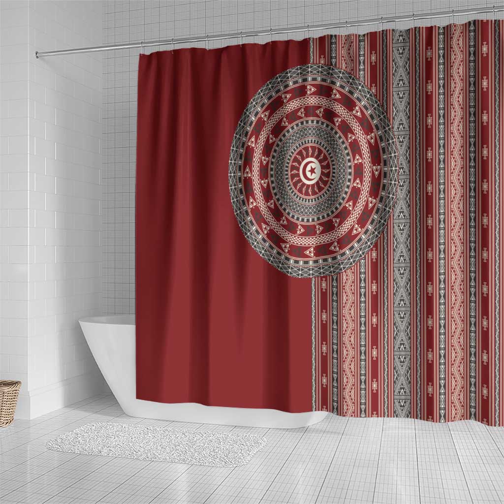 Tunisia Bakhnug Motif Shower Curtain Traditional Tunisian Embroidery Inspired - Wonder Print Shop