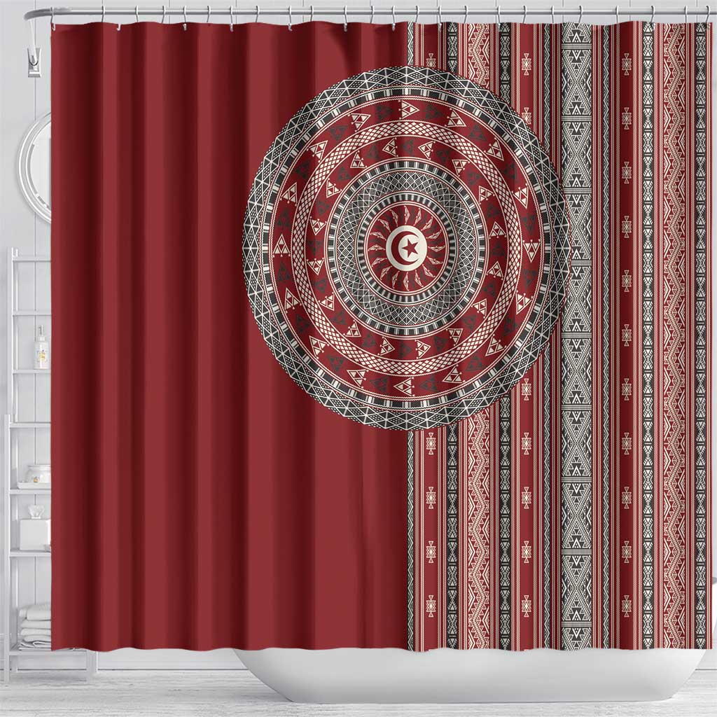 Tunisia Bakhnug Motif Shower Curtain Traditional Tunisian Embroidery Inspired - Wonder Print Shop