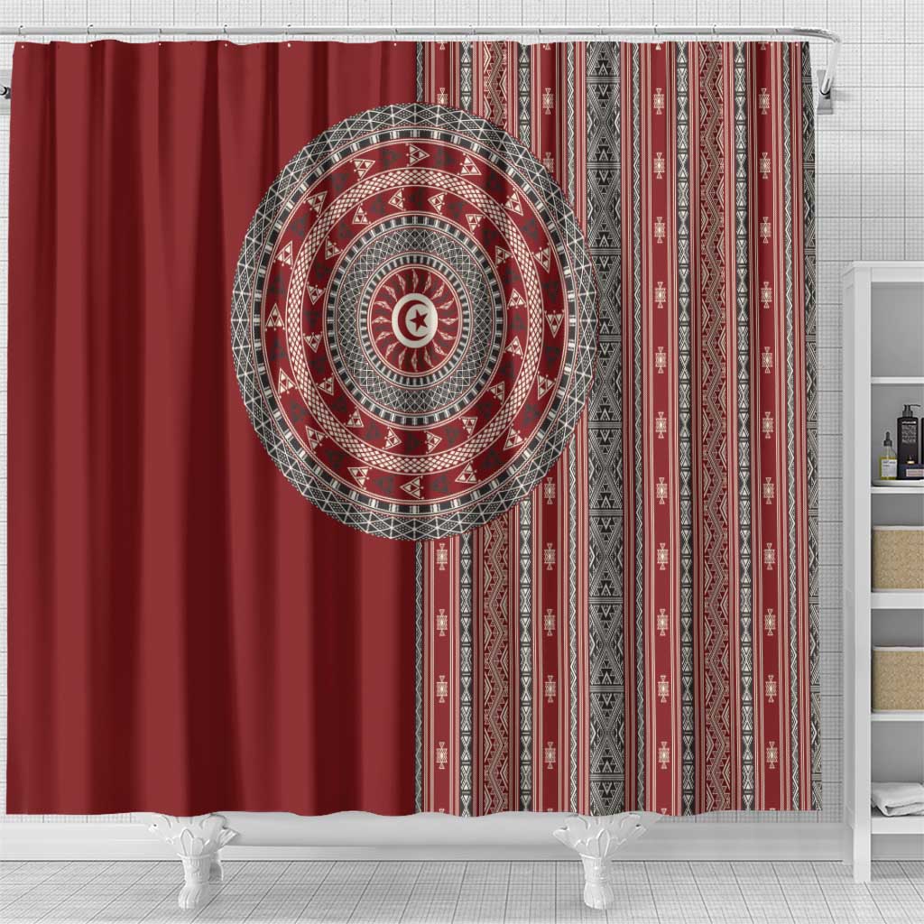 Tunisia Bakhnug Motif Shower Curtain Traditional Tunisian Embroidery Inspired - Wonder Print Shop