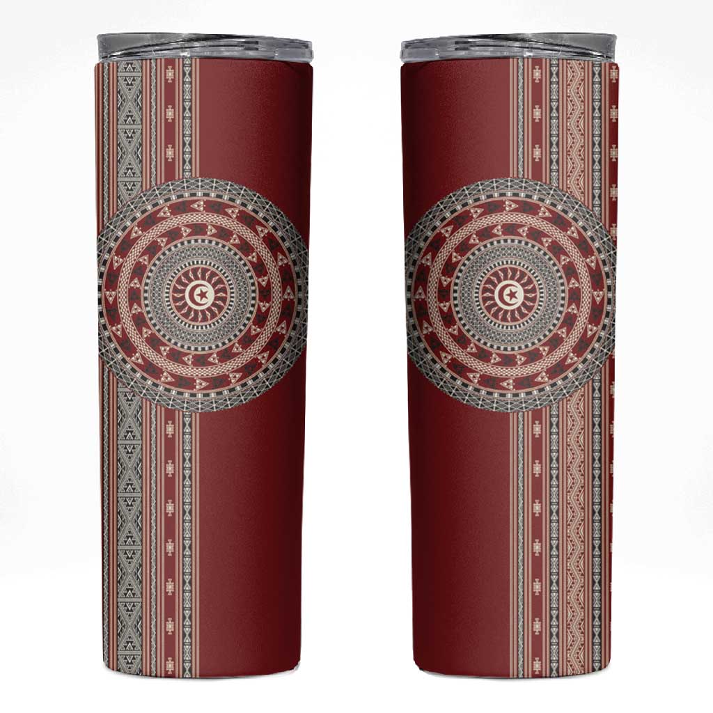 Tunisia Bakhnug Motif Skinny Tumbler Traditional Tunisian Embroidery Inspired - Wonder Print Shop
