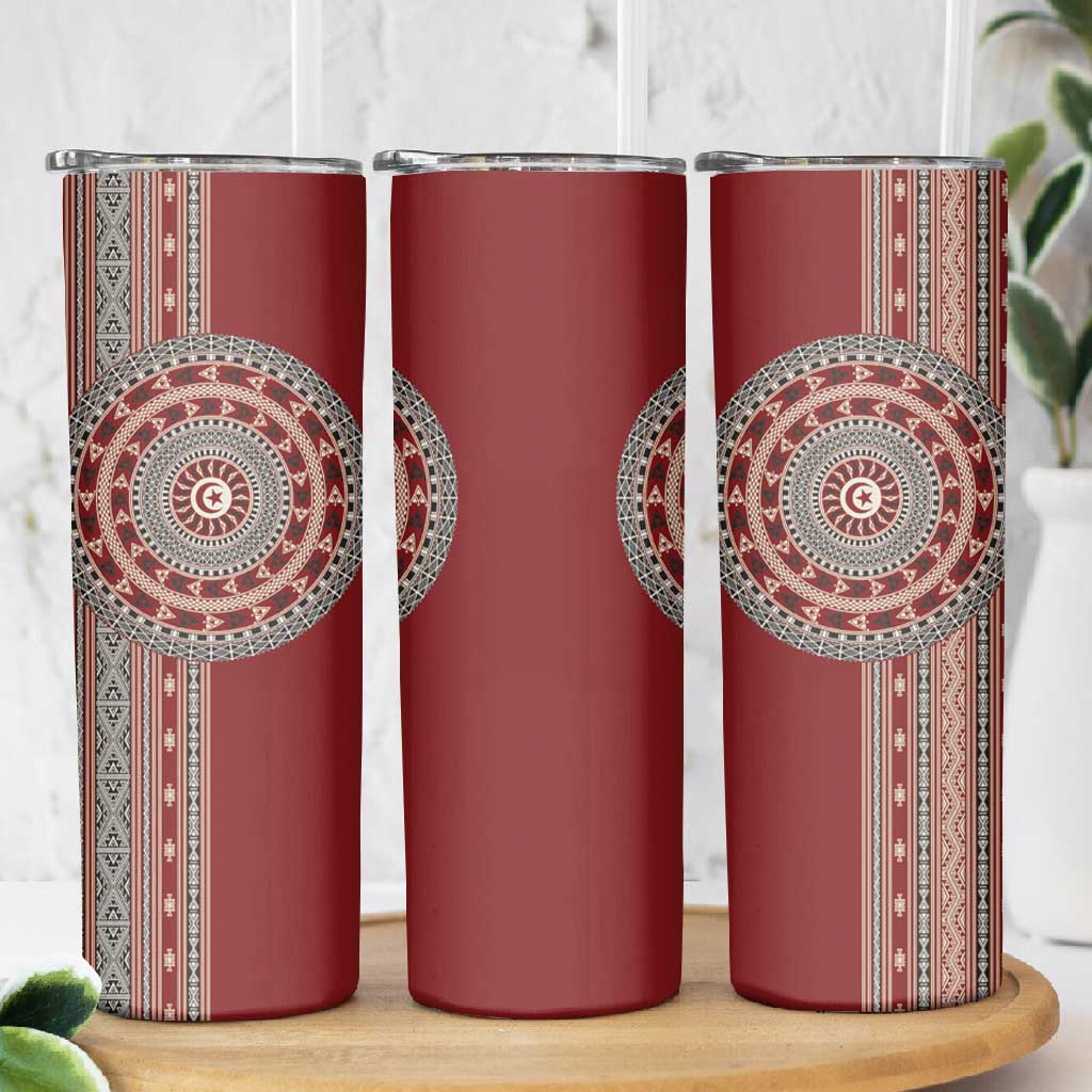 Tunisia Bakhnug Motif Skinny Tumbler Traditional Tunisian Embroidery Inspired - Wonder Print Shop