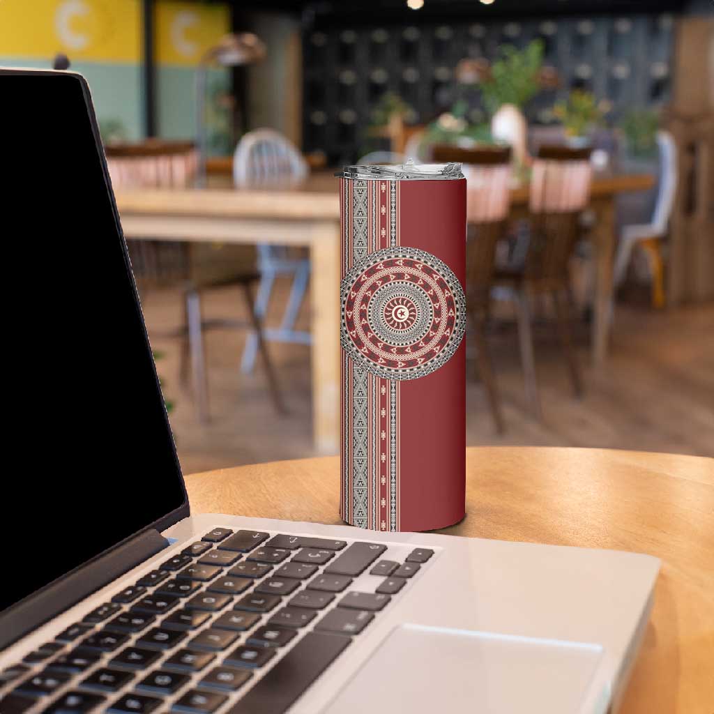 Tunisia Bakhnug Motif Skinny Tumbler Traditional Tunisian Embroidery Inspired - Wonder Print Shop