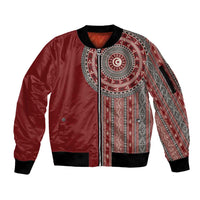 Tunisia Bakhnug Motif Sleeve Zip Bomber Jacket Traditional Tunisian Embroidery Inspired - Wonder Print Shop