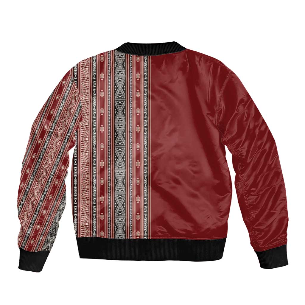 Tunisia Bakhnug Motif Sleeve Zip Bomber Jacket Traditional Tunisian Embroidery Inspired - Wonder Print Shop