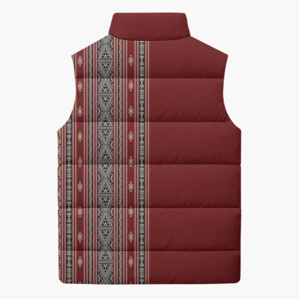 Tunisia Bakhnug Motif Sleeveless Puffer Jacket Traditional Tunisian Embroidery Inspired - Wonder Print Shop