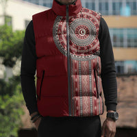 Tunisia Bakhnug Motif Sleeveless Puffer Jacket Traditional Tunisian Embroidery Inspired - Wonder Print Shop