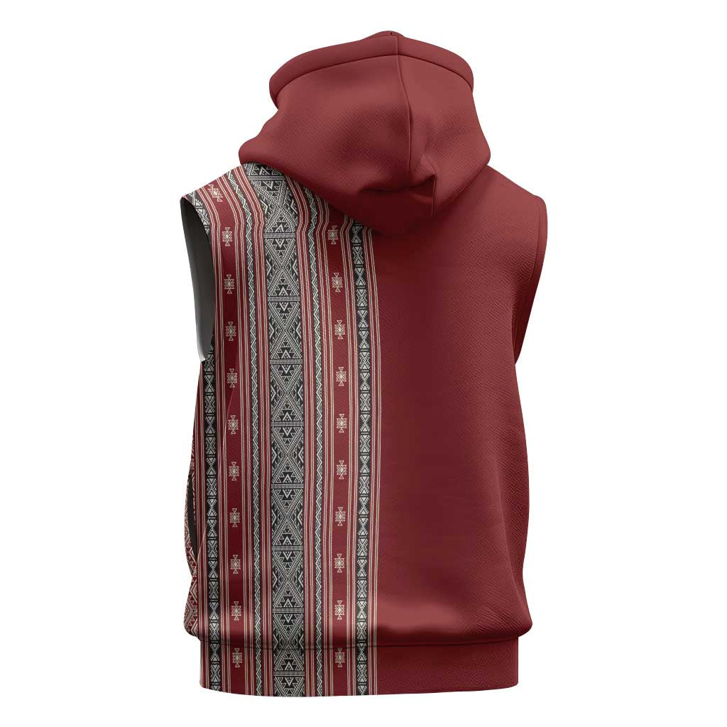 Tunisia Bakhnug Motif Sleeveless Zip Hoodie Traditional Tunisian Embroidery Inspired - Wonder Print Shop