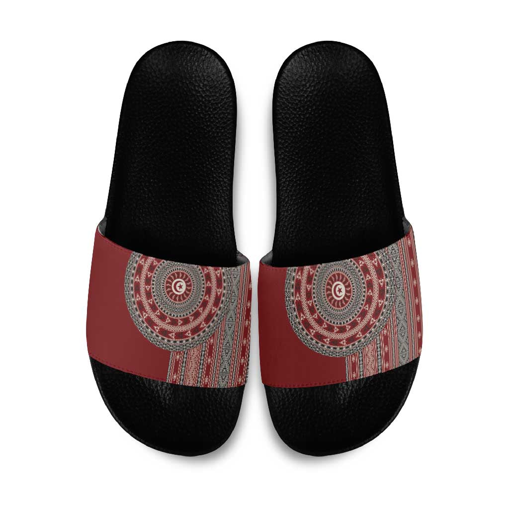 Tunisia Bakhnug Motif Slide Sandals Traditional Tunisian Embroidery Inspired - Wonder Print Shop