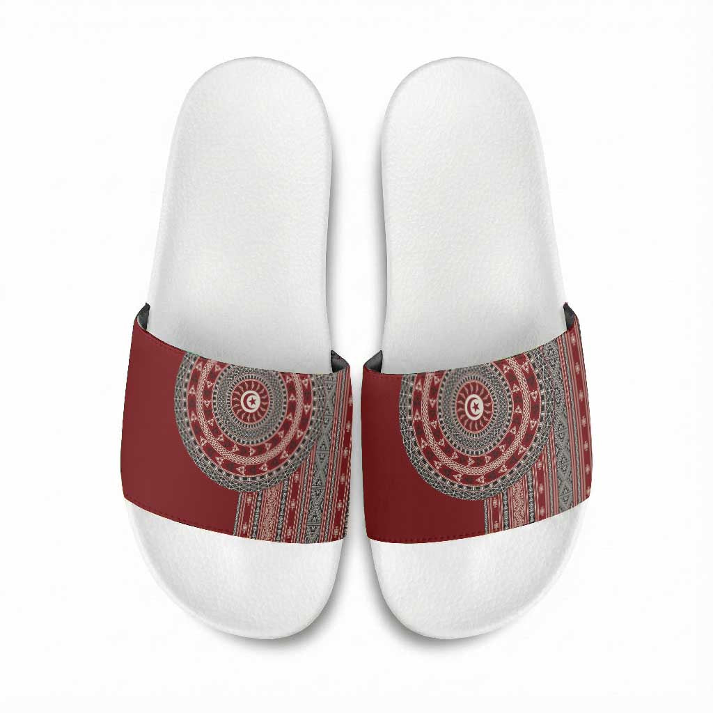 Tunisia Bakhnug Motif Slide Sandals Traditional Tunisian Embroidery Inspired - Wonder Print Shop