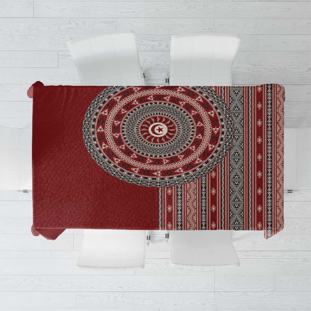 Tunisia Bakhnug Motif Tablecloth Traditional Tunisian Embroidery Inspired - Wonder Print Shop