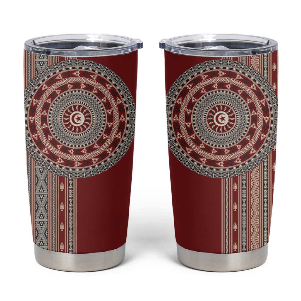 Tunisia Bakhnug Motif Tumbler Cup Traditional Tunisian Embroidery Inspired - Wonder Print Shop
