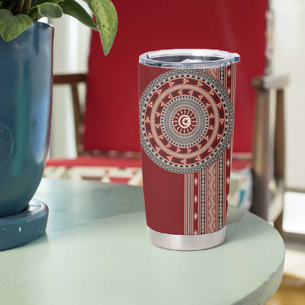Tunisia Bakhnug Motif Tumbler Cup Traditional Tunisian Embroidery Inspired - Wonder Print Shop