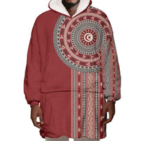 Tunisia Bakhnug Motif Wearable Blanket Hoodie Traditional Tunisian Embroidery Inspired - Wonder Print Shop